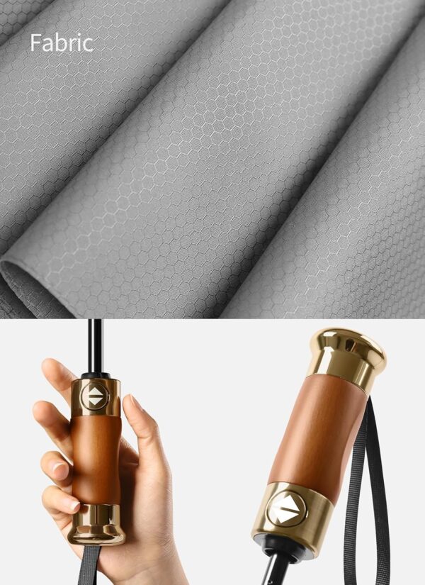 Rain Cats Large 46/50 Inch Umbrellas for rain Strong10 Ribs Fiberglass Umbrella Windproof Wabig Compact Automatic portable Folding Travel Thick Fabric Wood handle - Image 5