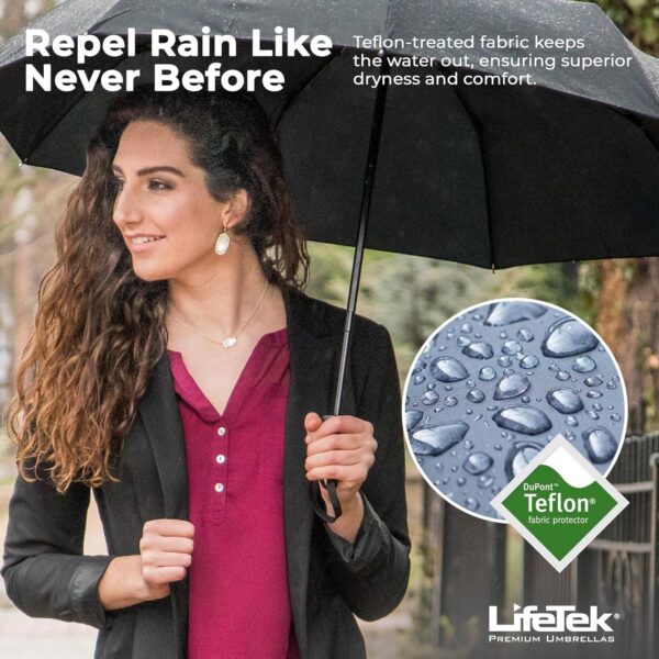 LifeTek Windproof Travel Umbrella, Automatic Open Close, Compact for Rain and Sun, Fits in Purse or Backpack, Strong Lightweight Durable Frame, UV Protection, Small and Portable - Image 6