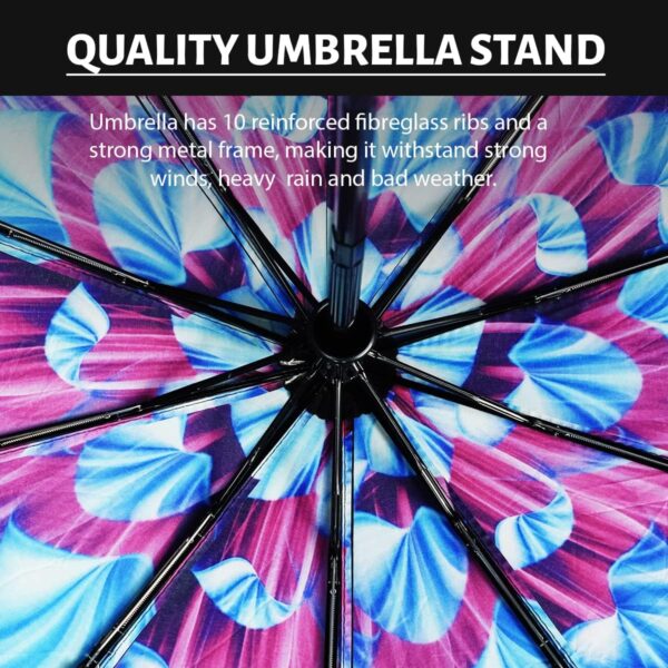 LLanxiry Umbrella Windproof Travel Umbrellas for Rain Black Folding Umbrellas 10 RIBS Automatic Strong Portable Wind Resistant Backpack Umbrella for Men and Women - Image 2
