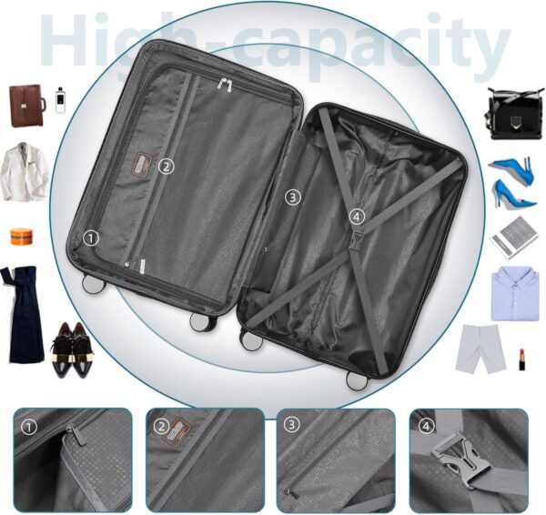 LARVENDER Luggage Sets for Women 5 Piece Hardside Expandable Suitcases with Wheels TSA Lock, Lightweight Travel Carry On Suitcase Set with Cosmetic Case, Blue - Image 7