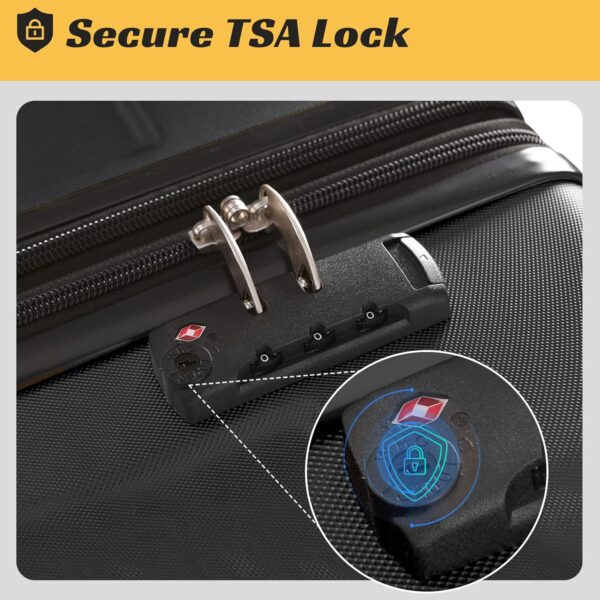 Merax Luggage Set 3 Piece Suitcase Set Expandable Lightweight Spinner Suitcase with Corner Guards(Black) - Image 3