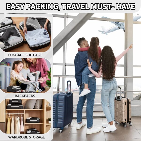 ALL INCLUDED 10 Set Durable Packing Cubes for Suitcases,OlarHike Essentials for Travel,UPGRADED Anti-Tear Stitching, NEW Improved Luggage Packing Organizers for Travel Accessories (Black) - Image 7