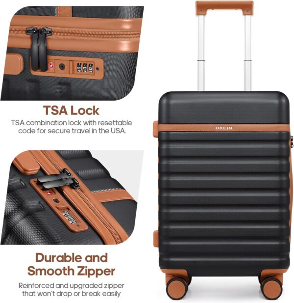 Luggage Sets 5 Piece,Polycarbonate Hardside Carry On Suitcase Set with Spinner Wheel TSA Lock, Suitcase set with Travel Bag for Women Men - Image 3