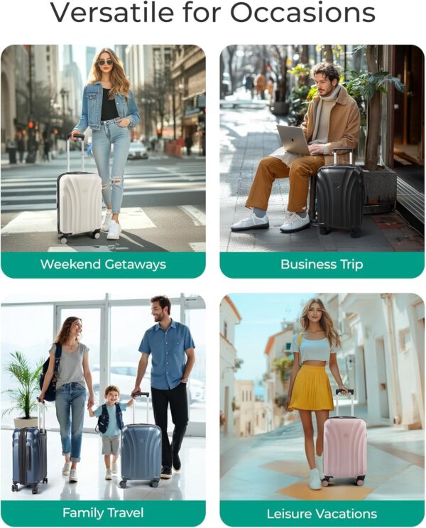 BAGSMART Carry On Luggage 22x14x9 Airline Approved with TSA Lock, Expandable Hard Shell Suitcase with Spinner Wheels, Lightweight 20 Inch Travel Rolling Carry-On Luggage, Off White - Image 6