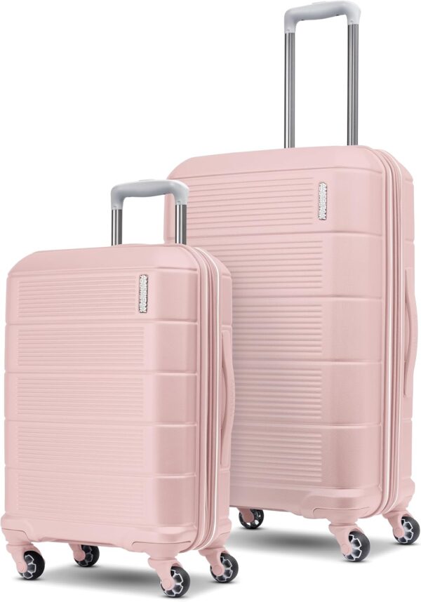 American Tourister Stratum 2.0 Expandable Hardside Luggage with Spinner Wheels, 2-Piece Set 20/24, Pink Blush