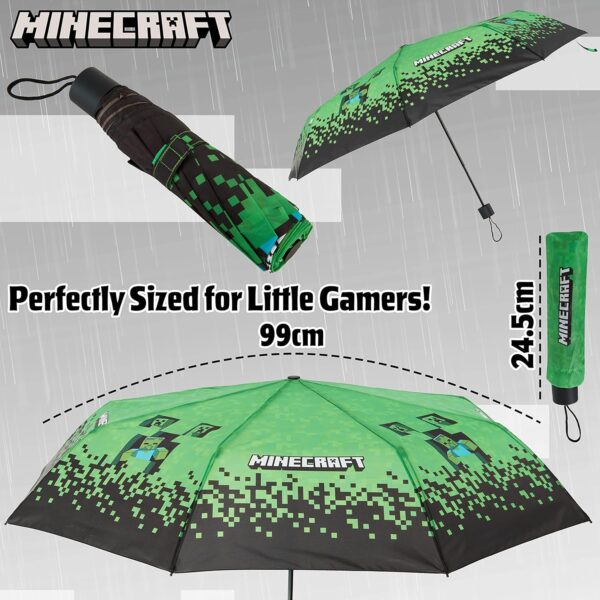 Minecraft Folding Umbrellas for Boys Girls Durable Compact Umbrella Windproof Travel Umbrella for Teens and Gamers - Image 5