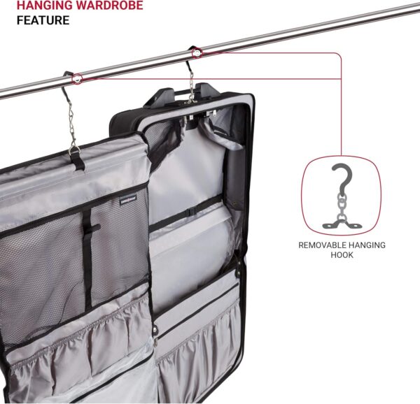 SwissGear 7895 Premium Rolling Garment Bag, Bonus Hanging Feature, Men's and Women's, Carry-on Luggage - Grey Heather - Image 5