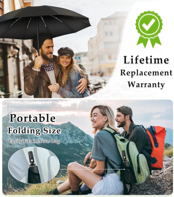 Inverted Umbrella, Strongest Windproof Umbrellas for Rain & Sun - Auto Open & Close, Portable & Compact Travel Umbrella for Women Men, Reinforced Fiberglass Ribs & UV Resistant Vinyl Coating - Image 7