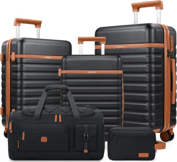 Luggage Sets 5 Piece,Polycarbonate Hardside Carry On Suitcase Set with Spinner Wheel TSA Lock, Suitcase set with Travel Bag for Women Men