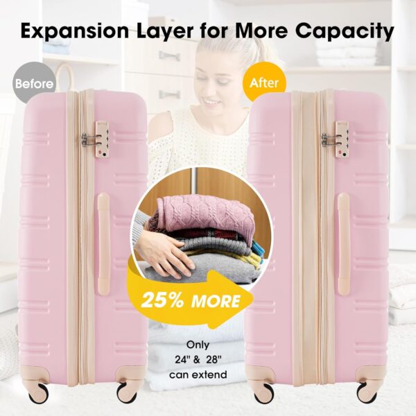 Merax Luggage Sets 13 Piece Suitcase Set 16/20/24/28 IN,Carry on Luggage and Travel Bag TSA Lock Expandable,Hard Case Luggage with Spinner Wheels,Light Pink - Image 5
