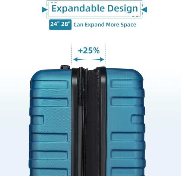 LARVENDER Luggage Sets for Women 5 Piece Hardside Expandable Suitcases with Wheels TSA Lock, Lightweight Travel Carry On Suitcase Set with Cosmetic Case, Blue - Image 2