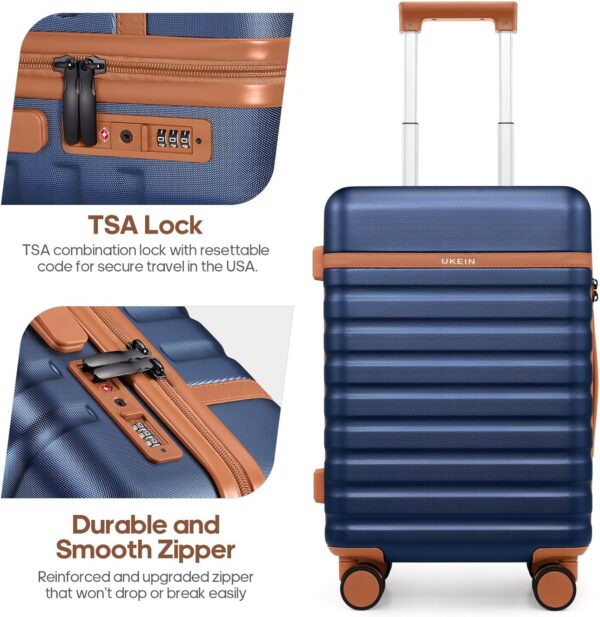 Luggage Sets 5 Piece, Polycarbonate Hardside Carry On Suitcase Set with Spinner Wheel TSA Lock, Suitcase set with Travel Bag for Women Men - Image 3