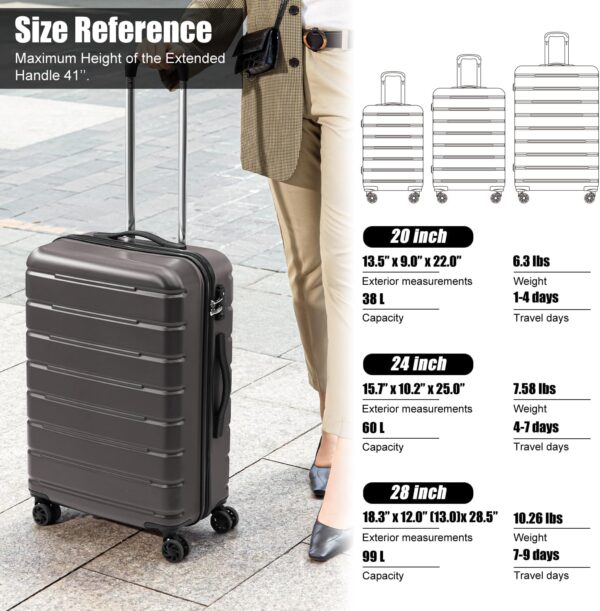 Coolife Luggage Suitcase Carry-on Spinner TSA Lock USB Port Expandable (only 28’’) Lightweight Hardside Luggage (Teal Blue, 3 piece set) - Image 7