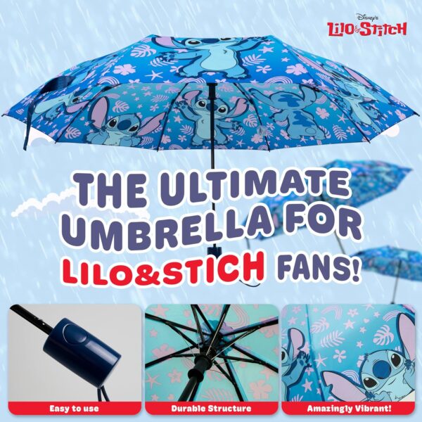 Disney Automatic Umbrella for Adults Teens Kids - Folding Telescopic Umbrella Lightweight Travel School Work - Stitch Gifts - Image 3