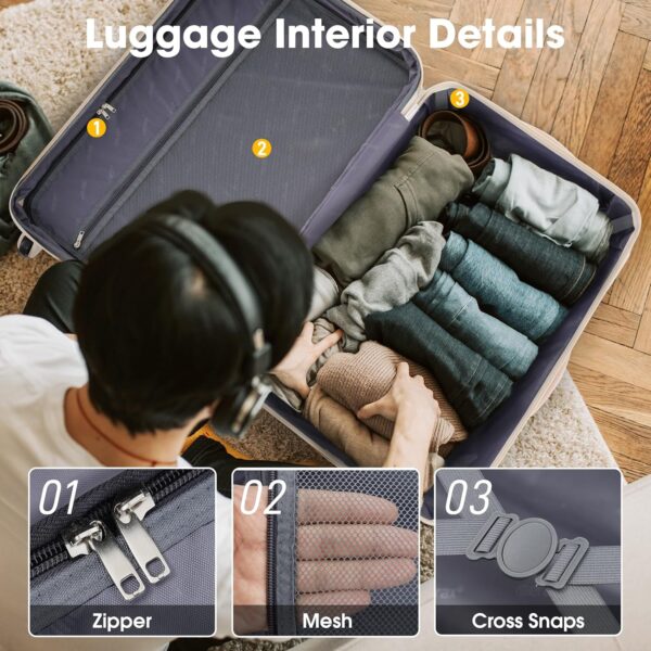 Merax Luggage Sets 13 Piece Suitcase Set 16/20/24/28 IN,Carry on Luggage and Travel Bag TSA Lock Expandable,Hard Case Luggage with Spinner Wheels,Light Pink - Image 7
