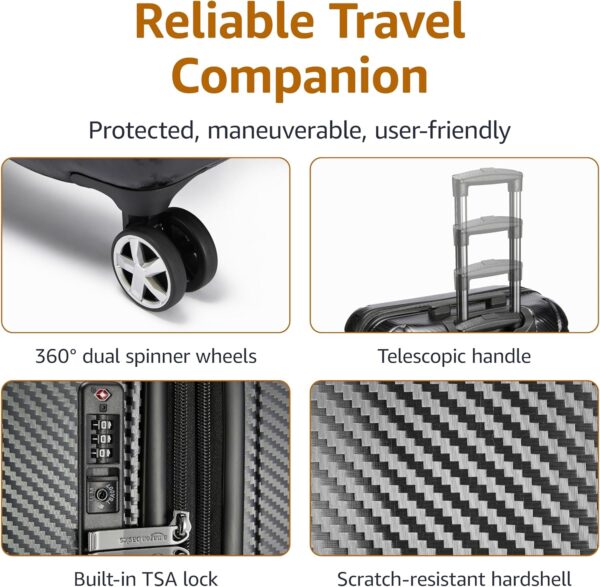 Amazon Basics 30-Inch Hardside Checked Luggage With TSA Lock, Hardshell Suitcase With Wheels, Expandable For Up to 12.5% More Space, With Scratch-Resistant Surface, 8 Multi-directional Wheels, Black - Image 2